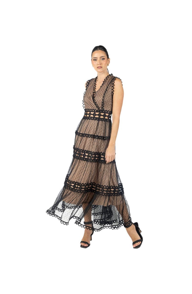 AKALIA Serena Black Lace Maxi Dress, Alternate, color, 