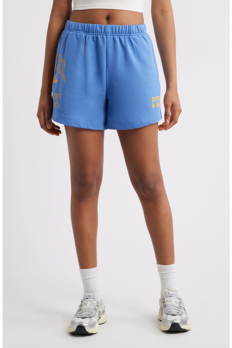 Angel Track Sweat Shorts, Main, color, BLUE