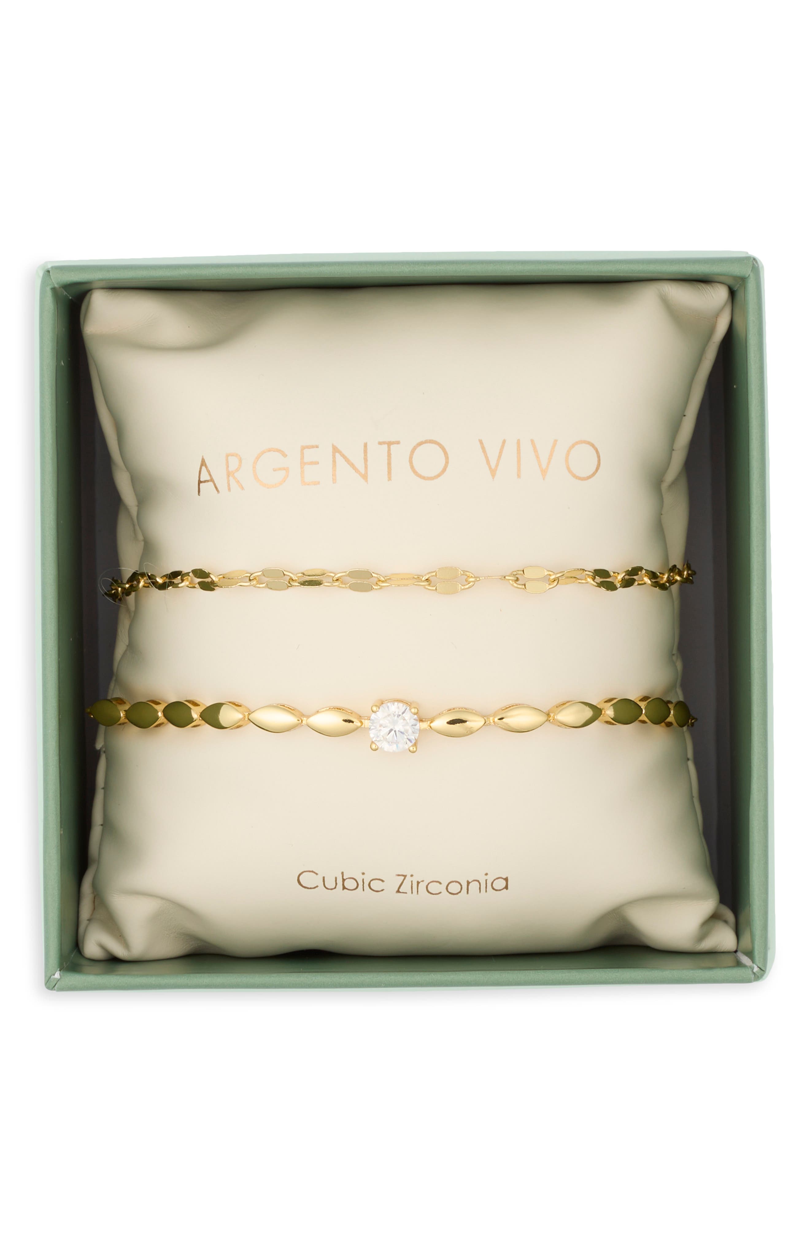 Cubic Zirconia Set of 2 Chain Bracelets