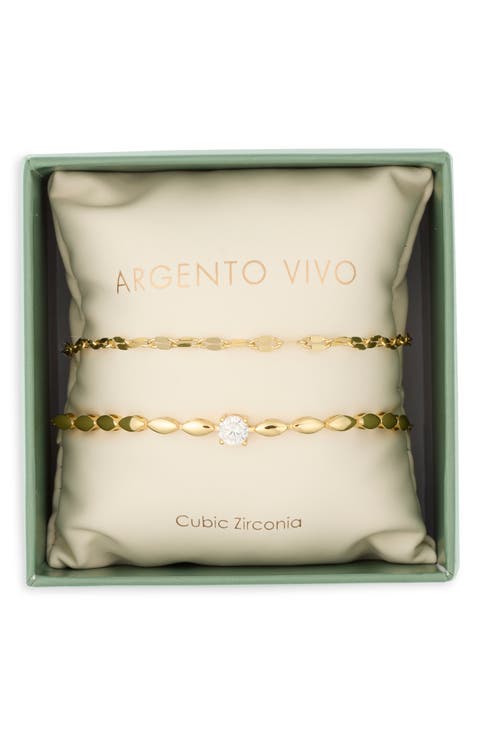 Cubic Zirconia Set of 2 Chain Bracelets