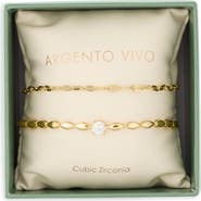 ARGENTO VIVO Cubic Zirconia Set of 2 Chain Bracelets