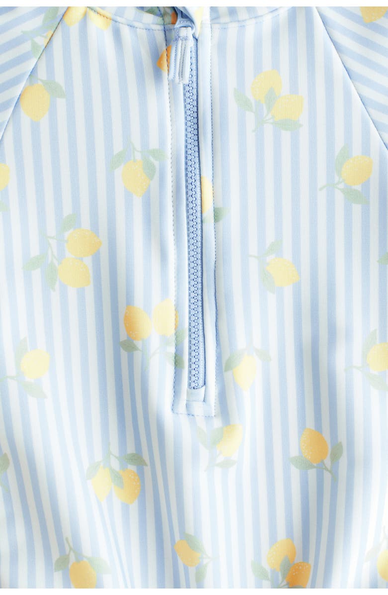 H&M Long-sleeved Swimsuit, Alternate, color, Light Blue/Lemons