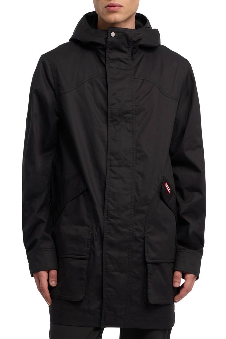 Downing Hooded Rain Jacket, Main, color, BLACK