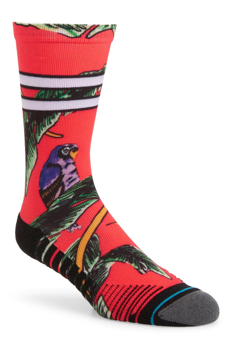 Tropicana Crew Socks, Main, color, RED