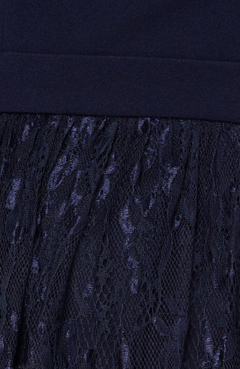 Adrianna Papell Sleeveless Crepe & Lace Midi Cocktail Dress, Alternate, color, 