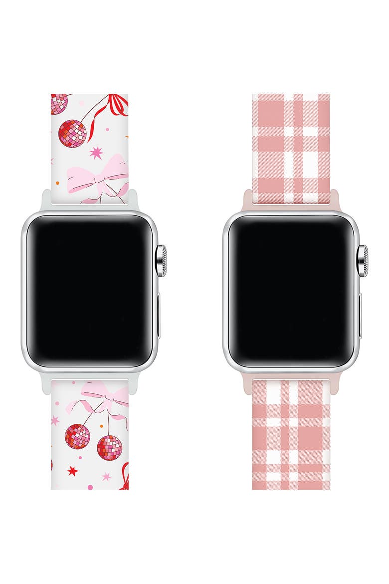 Set of 2 Printed Silicone Apple Watch® Watchbands, Alternate, color, PINK