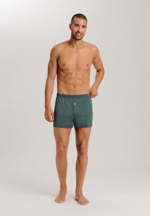 Hanro Cotton Sporty Button Fly Cotton Boxer In Herbal Tea
