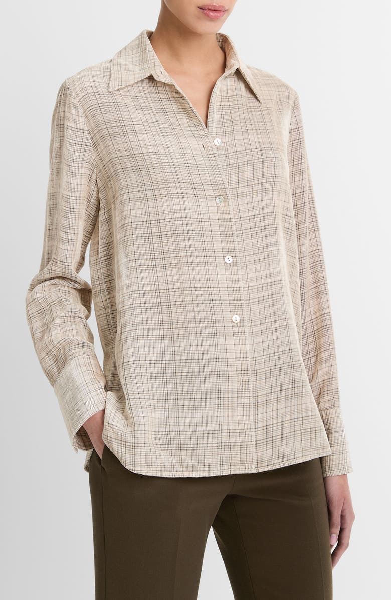 Vince Textured Plaid Button-Up Shirt, Alternate, color,