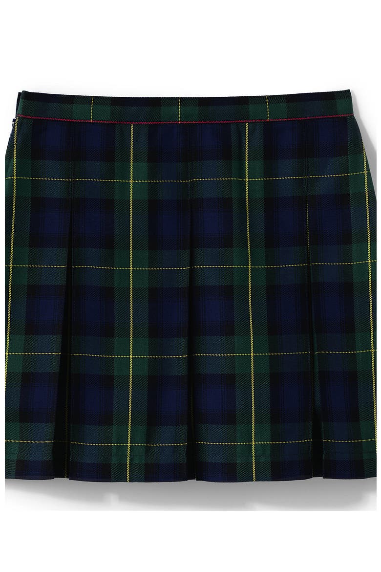 School Uniform Girls Plaid Box Pleat Skirt Top of the Knee, Alternate, color, Plaid Hunter/Classic Navy
