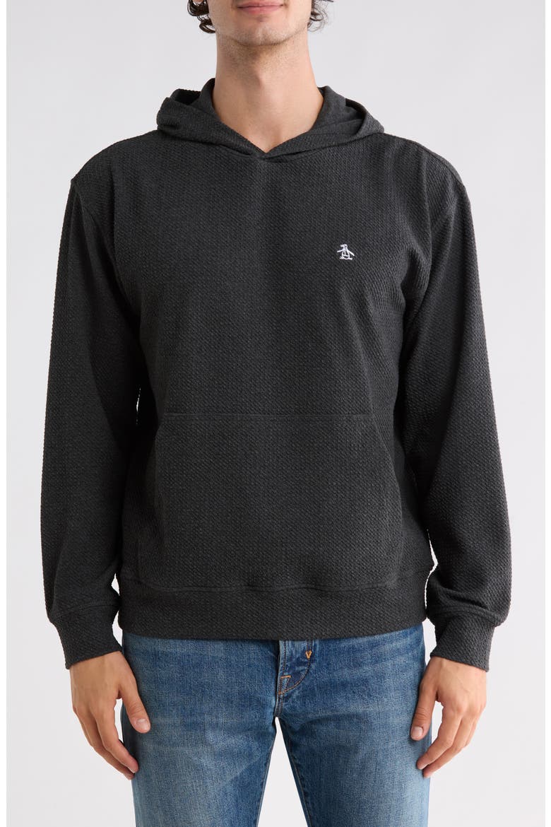 Textured Double Knit Hoodie, Main, color, CHARCOAL