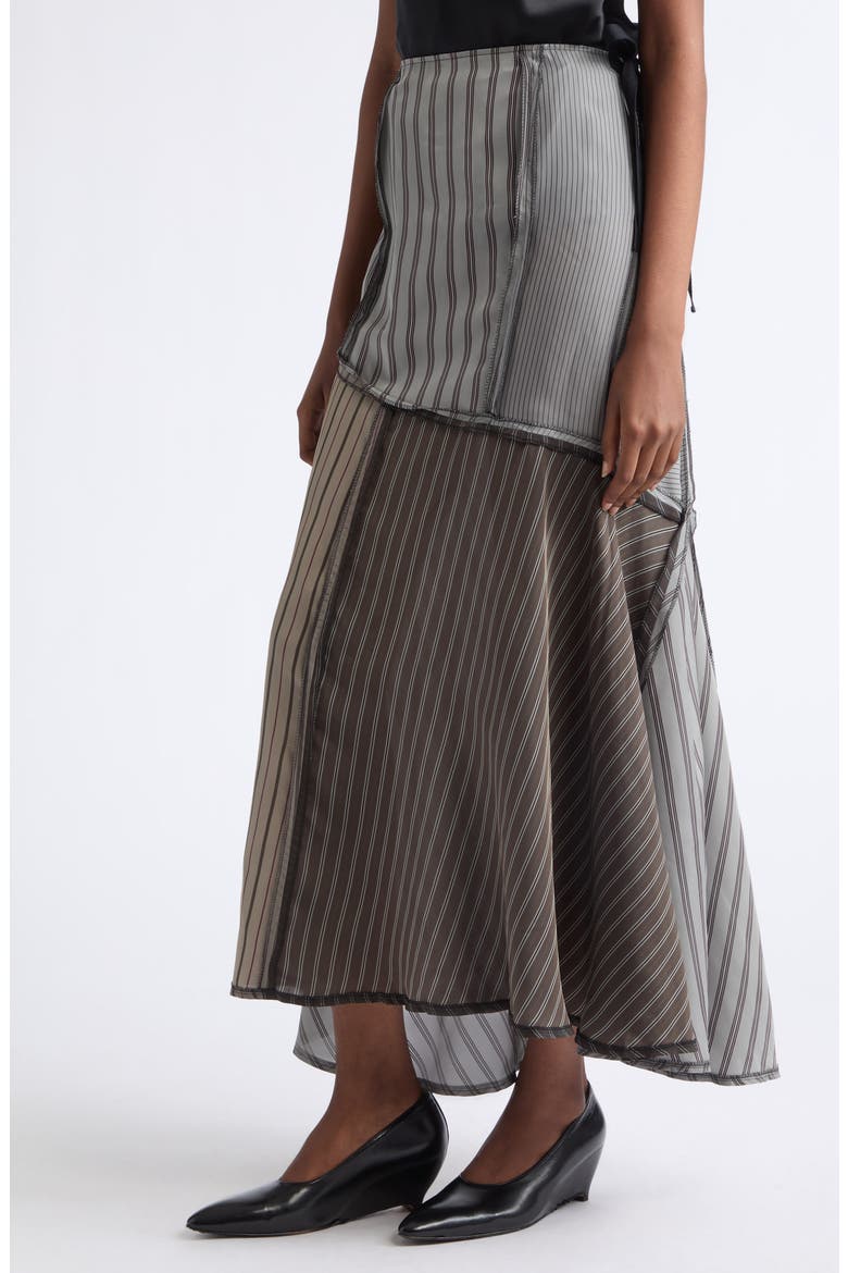 Lining Patchwork Midi Skirt, Alternate, color, MID GREY/ STEEL/ BROWN