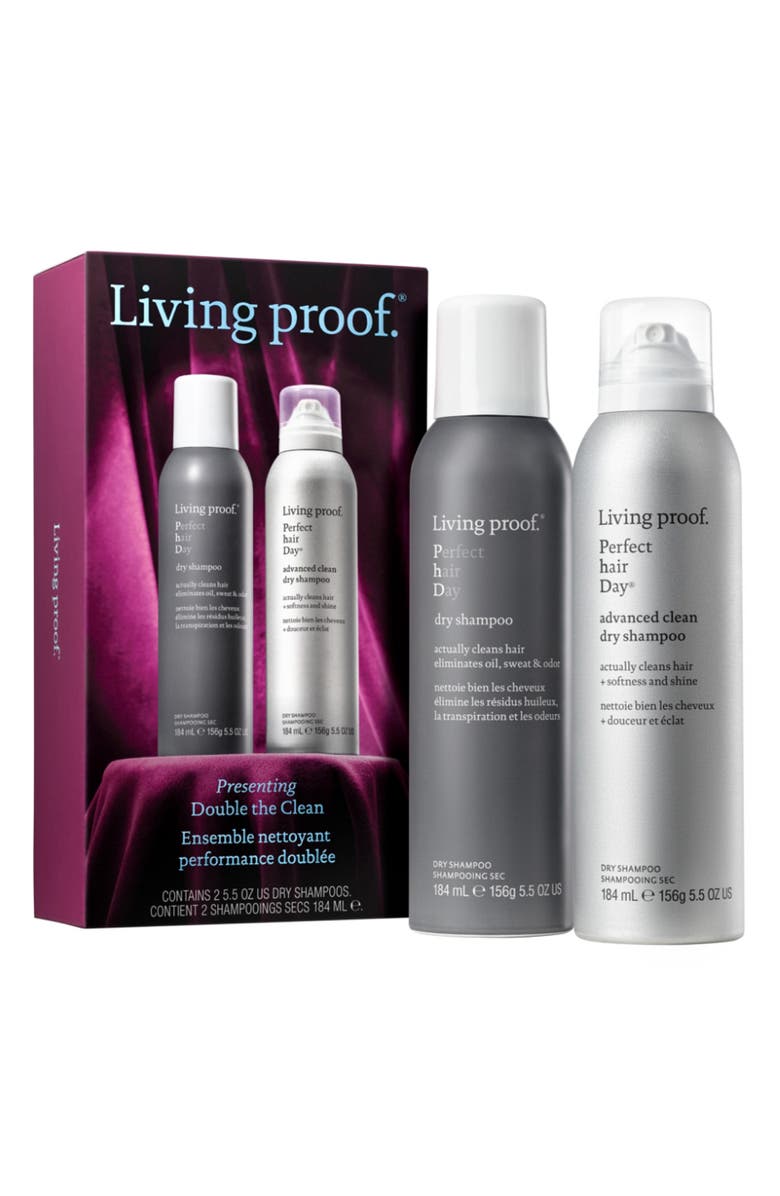 Living proof<sup>®</sup> Presenting Double the Clean Living Proof Dry Perfect hair Day Shampoo Kit, Main, color, Purple