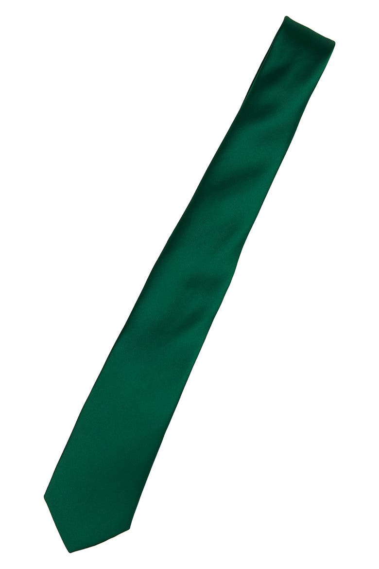 Men's Solid Satin Tie, Alternate, color, EMERALD