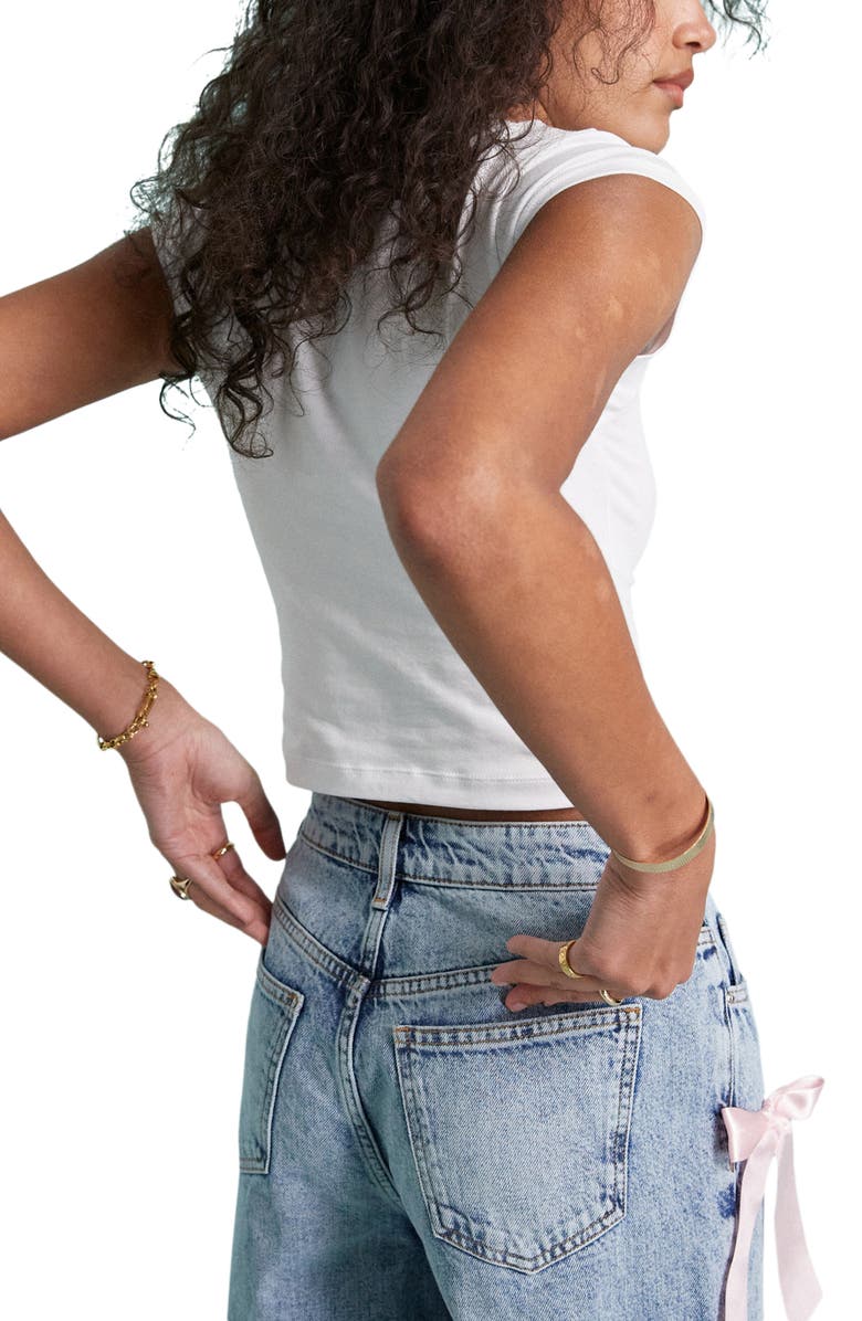 Miss Selfridge Self Love Club Bow Graphic Baby Tee, Alternate, color, 