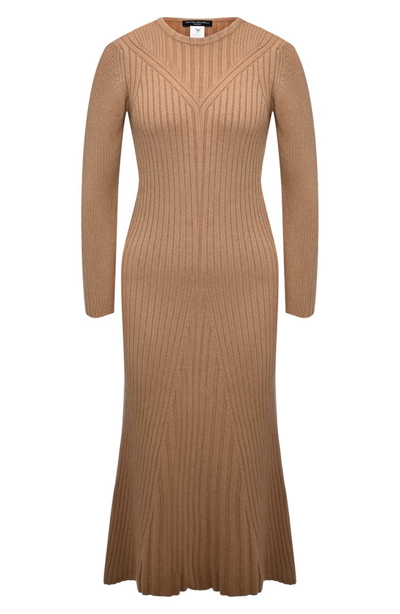 PIETRO BRUNELLI MATERNITY Long Sleeve Rib Maternity Midi Sweater Dress, Alternate, color, Light/ Pastel Brown