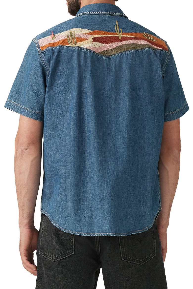 Embroidered Short Sleeve Snap Up Western Shirt, Alternate, color, HUCKLEBERRY DESERT X EMB