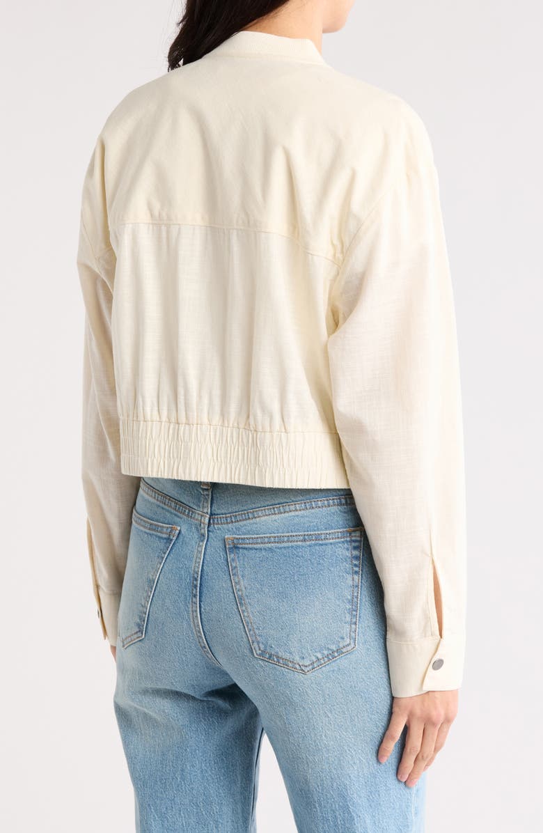 Melrose and Market Cotton Crop Bomber Jacket, Alternate, color, Ivory Dove