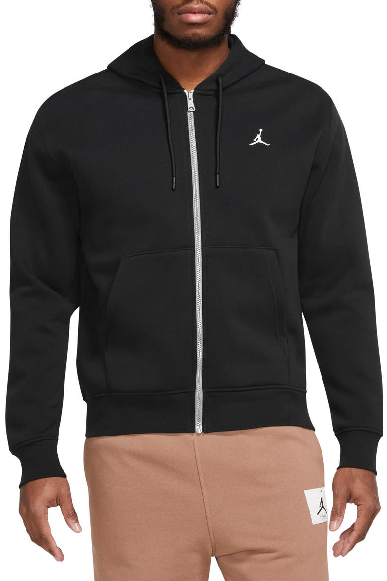 Essentials Zip Fleece Hoodie, Main, color, BLACK/ WHITE