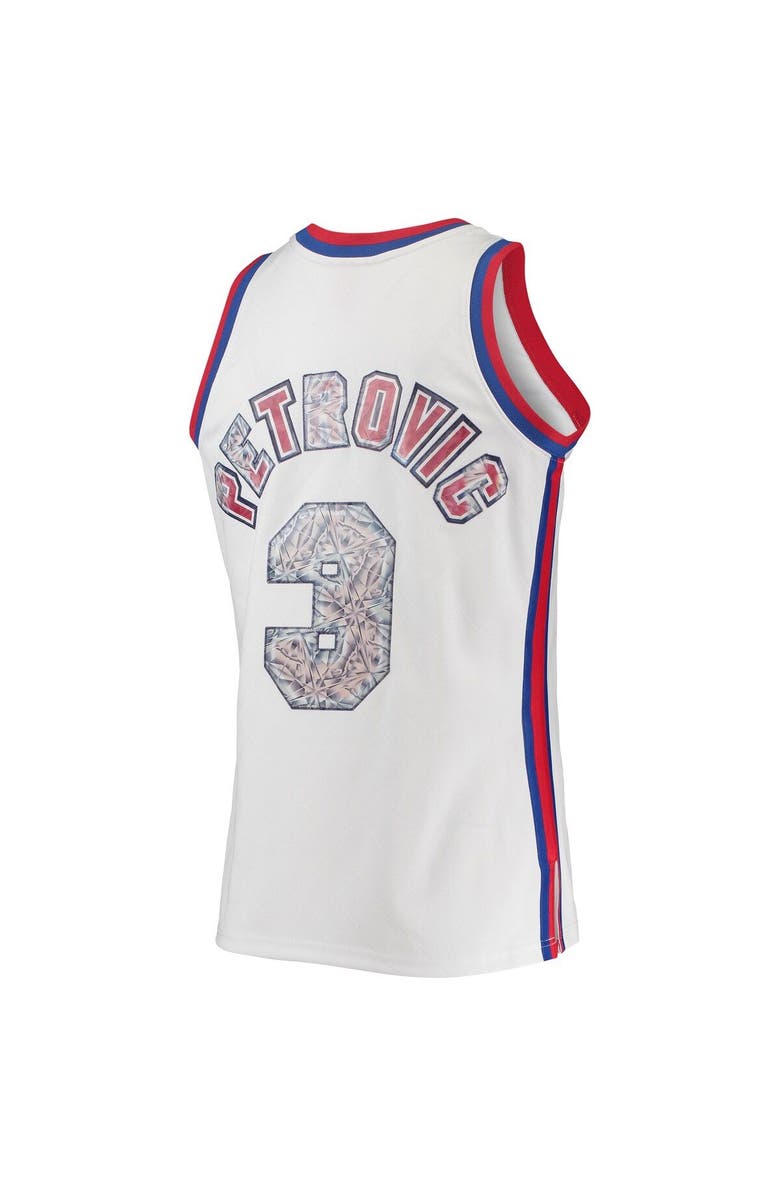 Mitchell & Ness Men's Mitchell & Ness Drazen Petrovic White New Jersey Nets 1992/93 Hardwood Classics NBA 75th Anniversary Diamond Swingman Jersey, Alternate, color, 