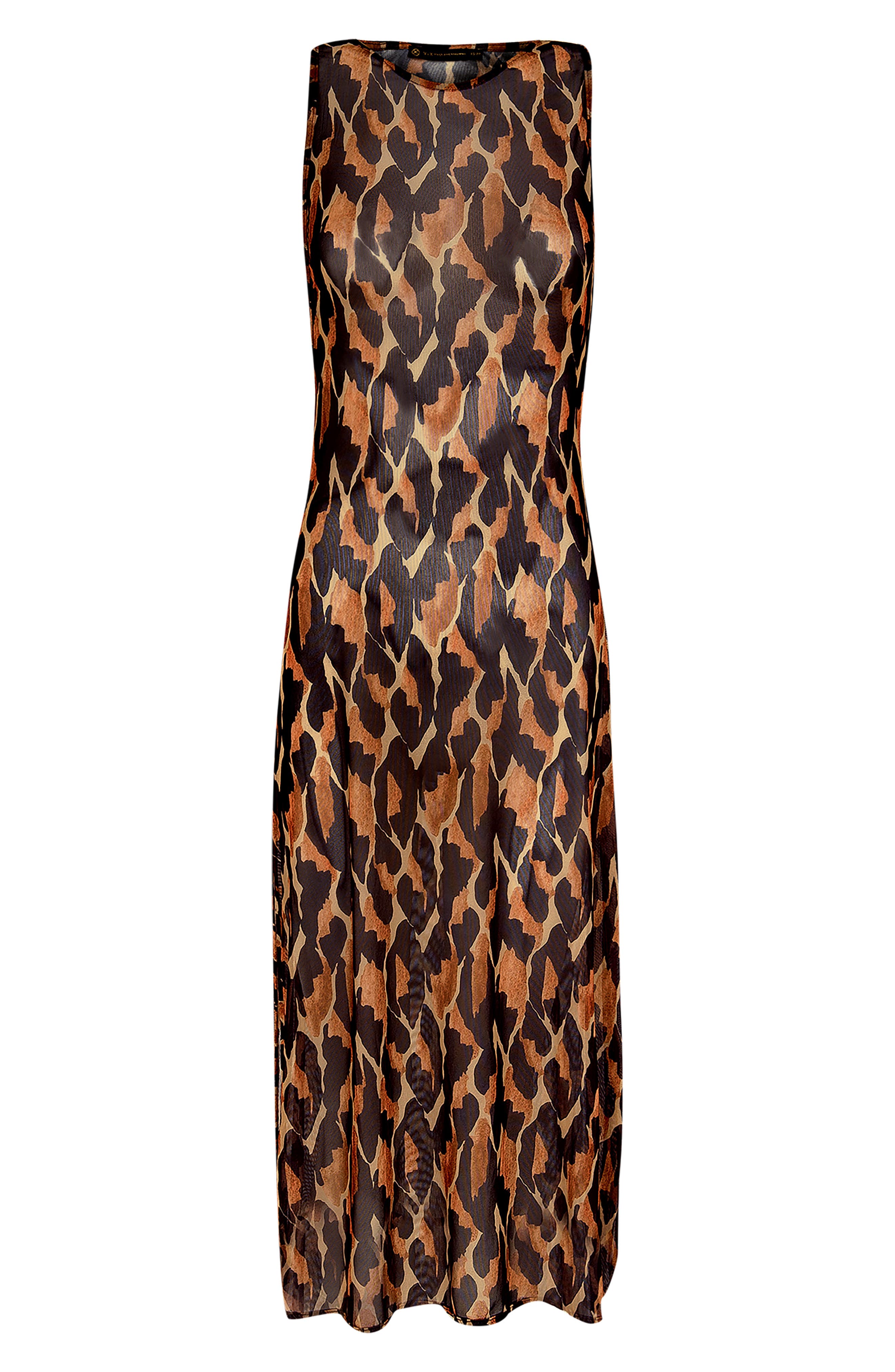 ViX Swimwear Camu Twist Mesh Cover-Up Dress in Multi Brown 