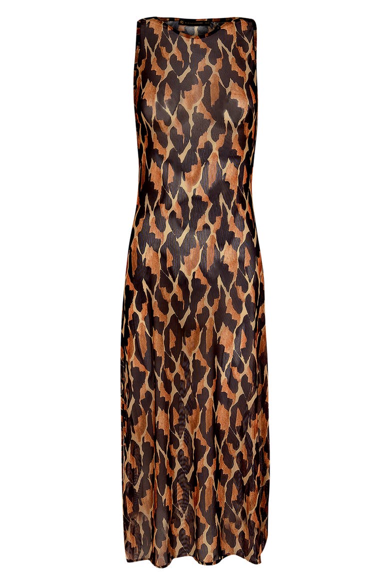 Camu Twist Mesh Cover-Up Dress, Alternate, color, MULTI BROWN