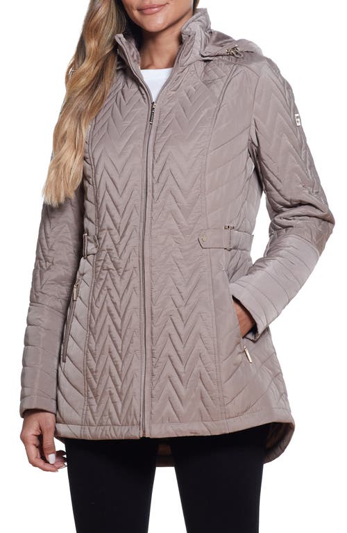 Gallery Hooded Quilt Jacket In Gray