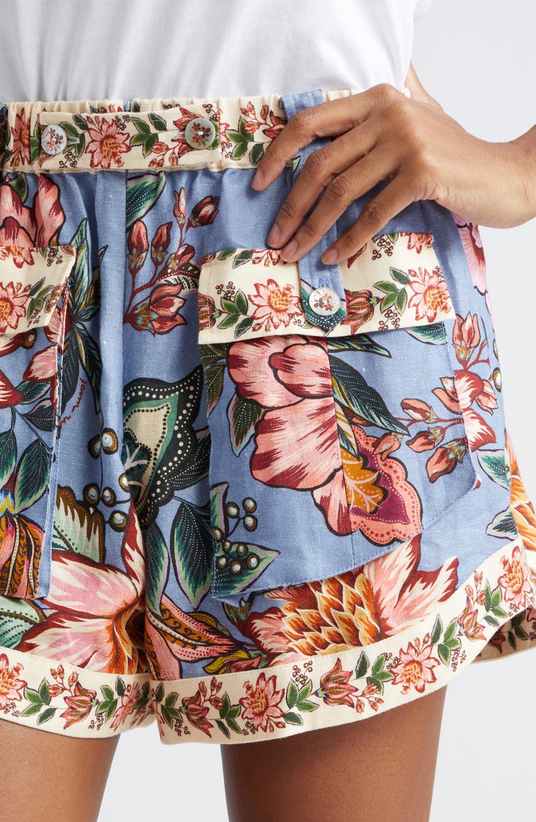 FARM Rio Wonderful Bouquet Linen Shorts, Alternate, color, 