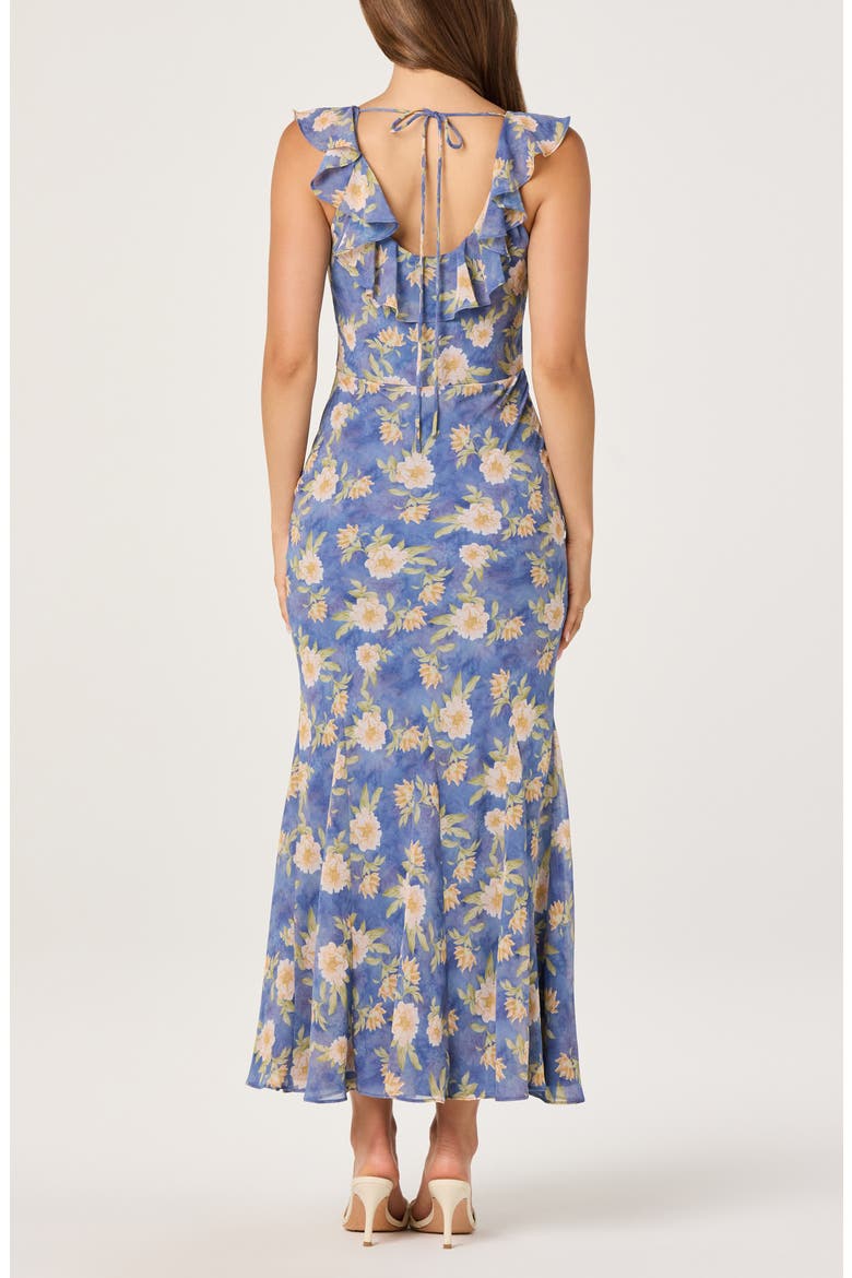 Caroletta Floral Ruffle Maxi Dress, Alternate, color, BLUE FLORAL