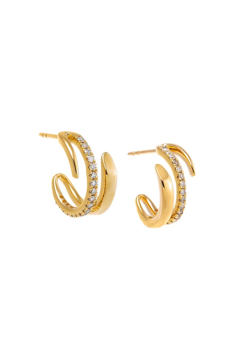 BY ADINA EDEN Diamond Solid/Pave Open Hoop Earring 14K, Main, color, 