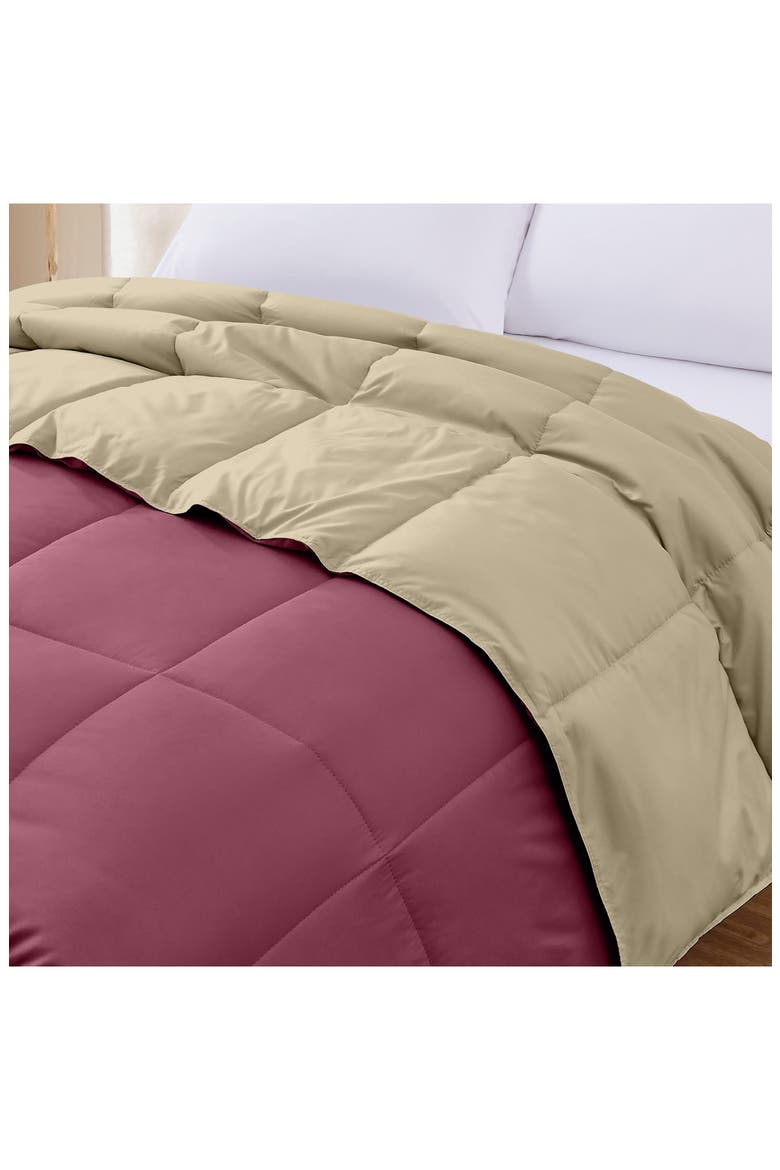 Down Alternative Reversible Comforter, Alternate, color, ANEMONE/WHEAT