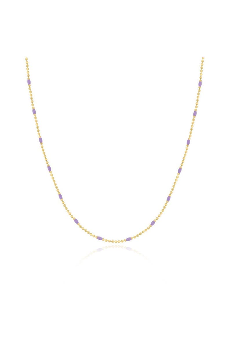 Purple Enamel Nugget Bead Necklace, Main, color, Gold-Plated Sterling Silver