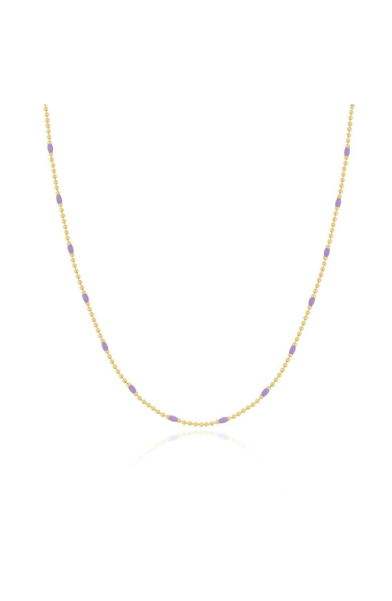 The Lovery Fine Jewelry Purple Enamel Nugget Bead Necklace, Main, color, Gold-Plated Sterling Silver