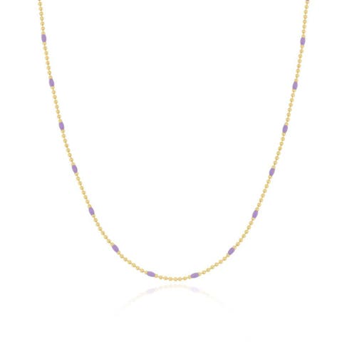 Purple Enamel Nugget Bead Necklace