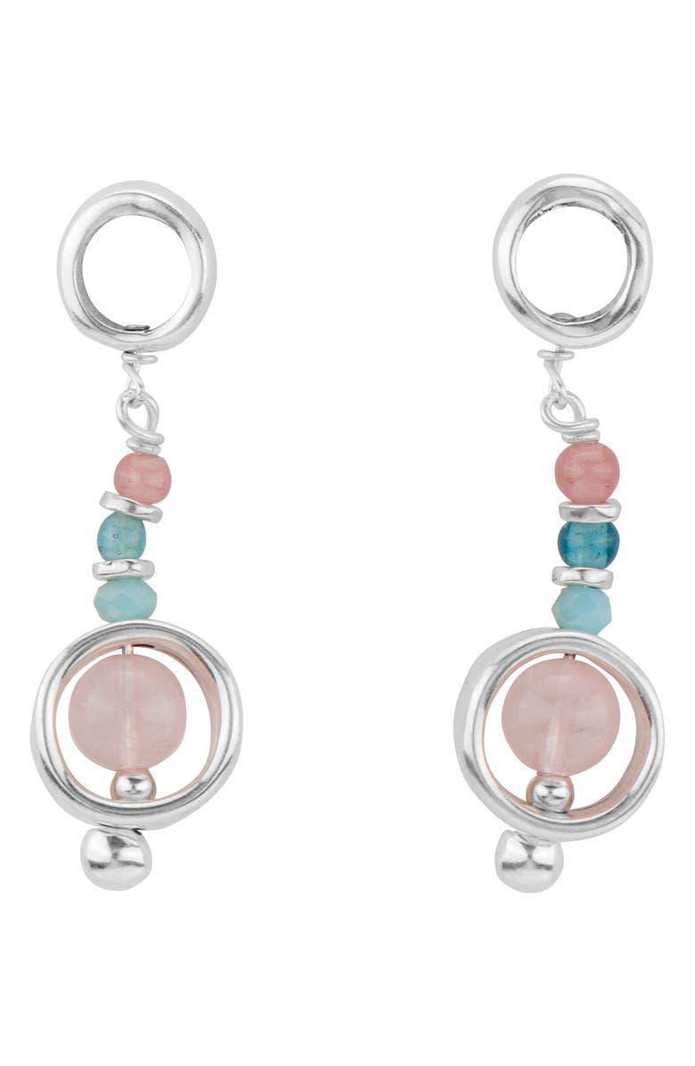 UNODE50 Energy Silver Plated Beaded Drop Earrings, Main, color,