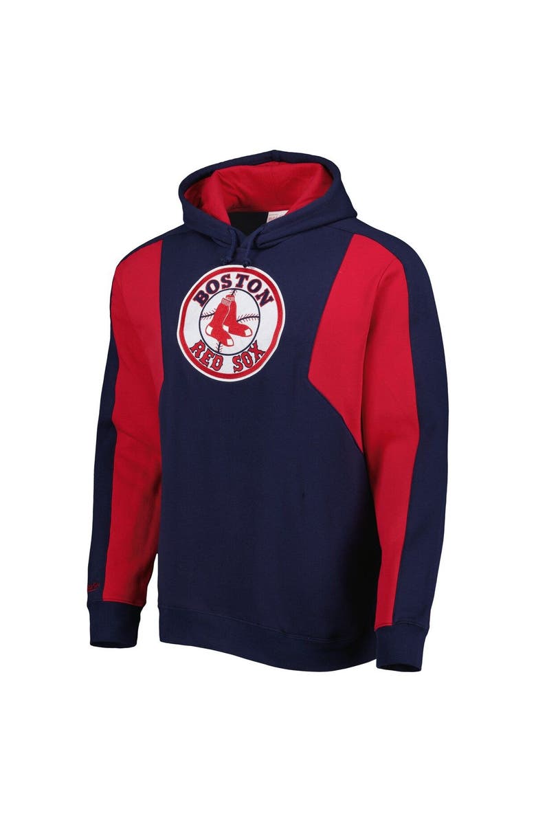 Mitchell & Ness Men's Mitchell & Ness Navy/Red Boston Red Sox Colorblocked Fleece Pullover Hoodie, Alternate, color, 