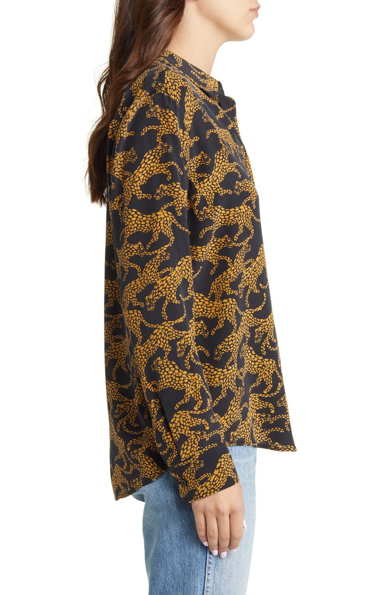 Rails Kate Lynx Print Silk Button-Up Blouse, Alternate, color, 