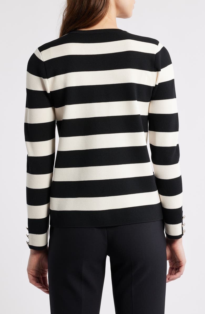 Anne Klein Stripe Kissing Front Cardigan, Alternate, color, 