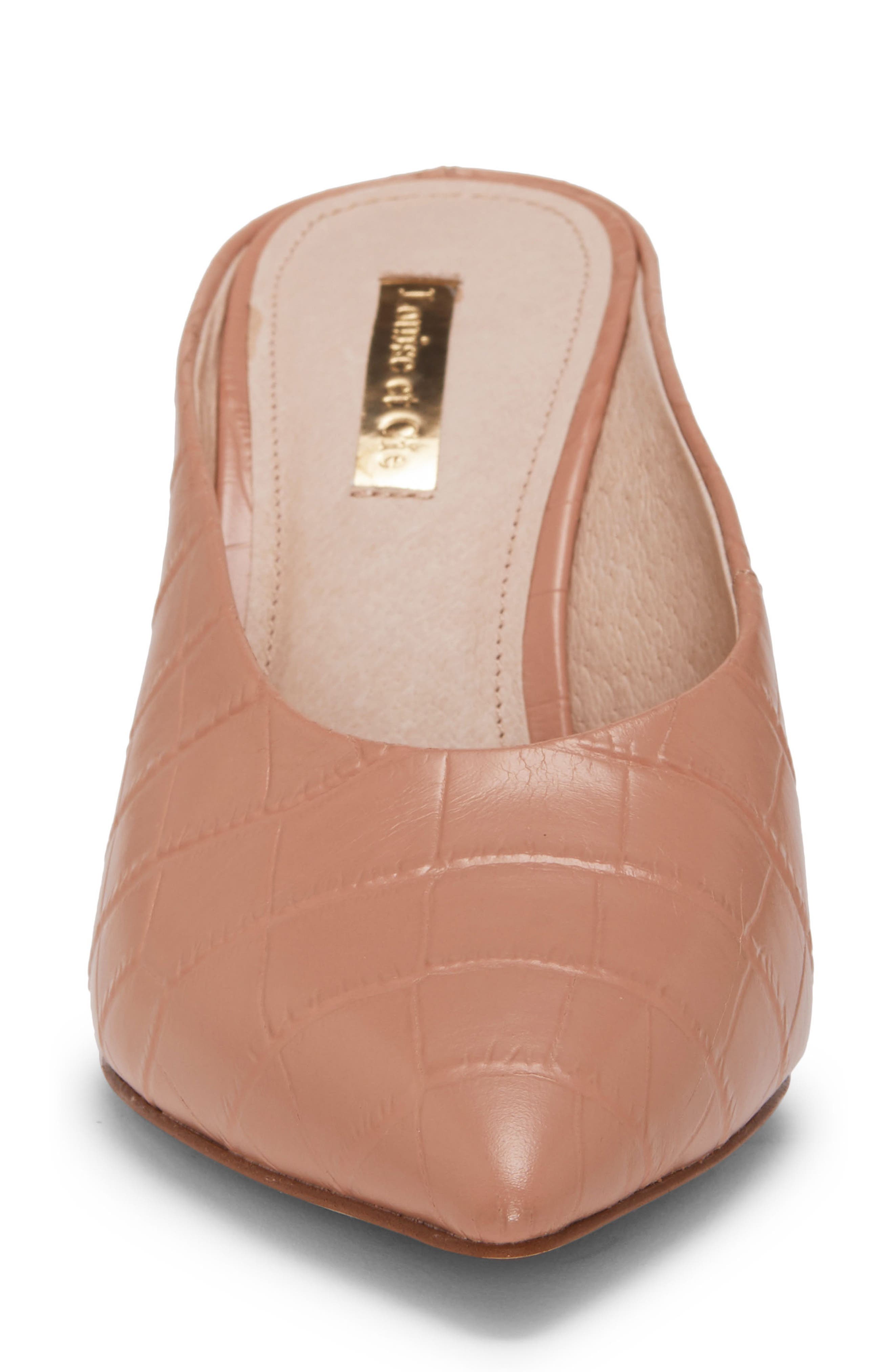 Karas Pointy Toe Mule Pump, Alternate, color, PINK CROCO PRINT LEATHER