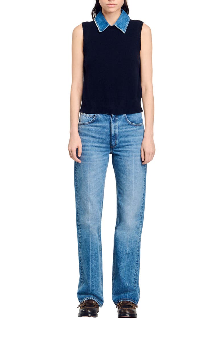 SANDRO Sweater with removable collar, Alternate, color, 