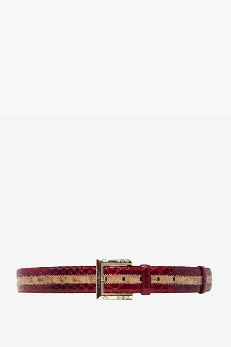 Tango 410 Patent Leather Belt, Main, color, Red / Beige