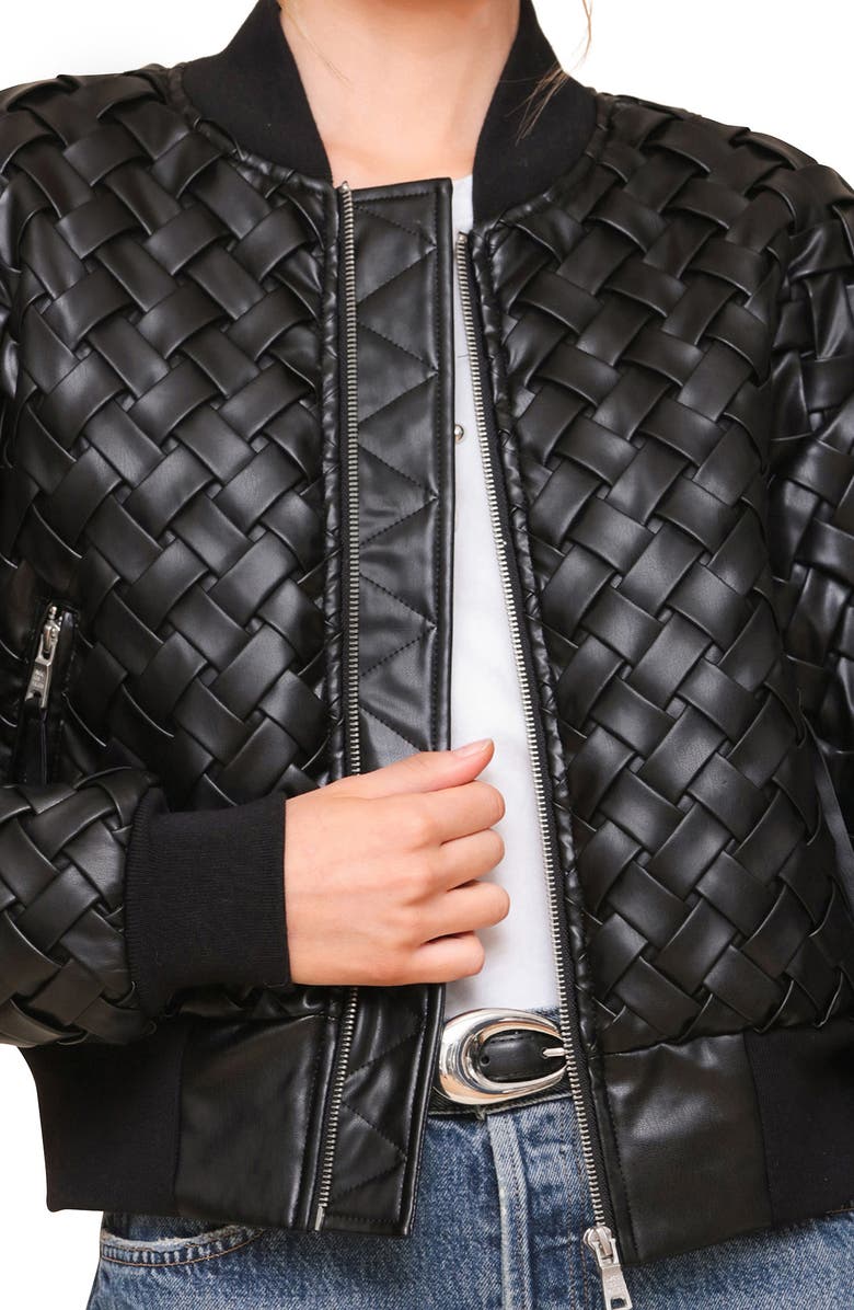 Avec Les Filles Weave Crop Faux Leather Bomber Jacket, Alternate, color, 