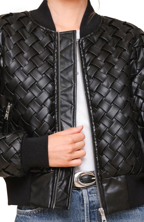 Avec Les Filles Weave Crop Faux Leather Bomber Jacket In Multi