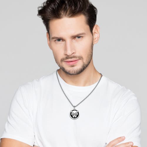 Marvel Black Panther Stainless Steel Pendant Necklace, 22" Ball Chain In Silver