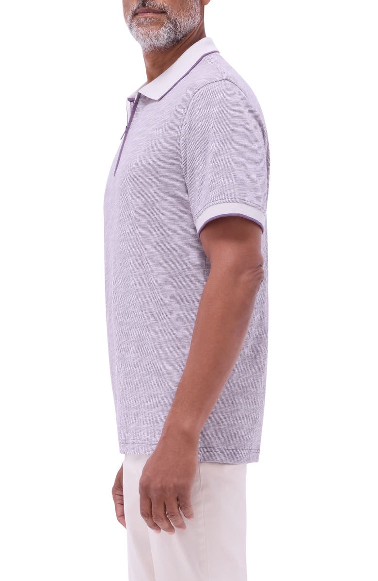 Bugatchi Cotton & Linen Quarter Zip Polo, Alternate, color, Plum