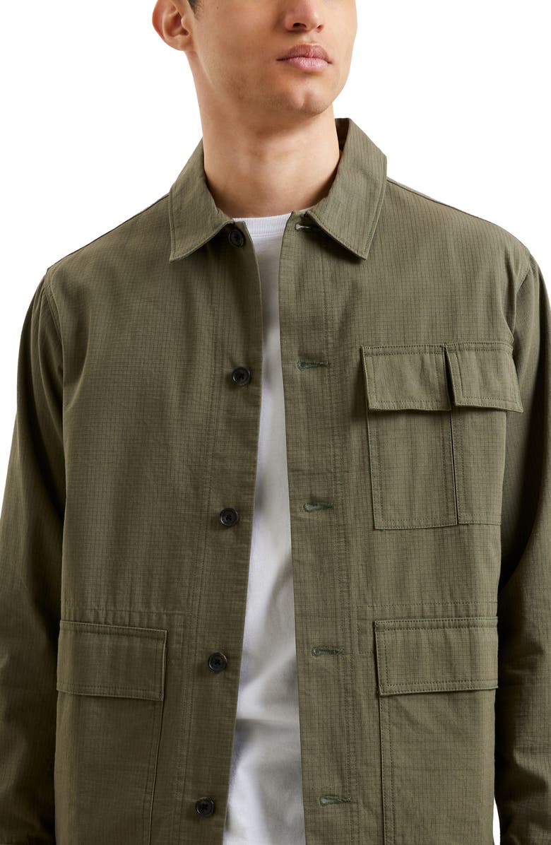 French Connection Military Ripstop Button-Up Overshirt, Alternate, color, 