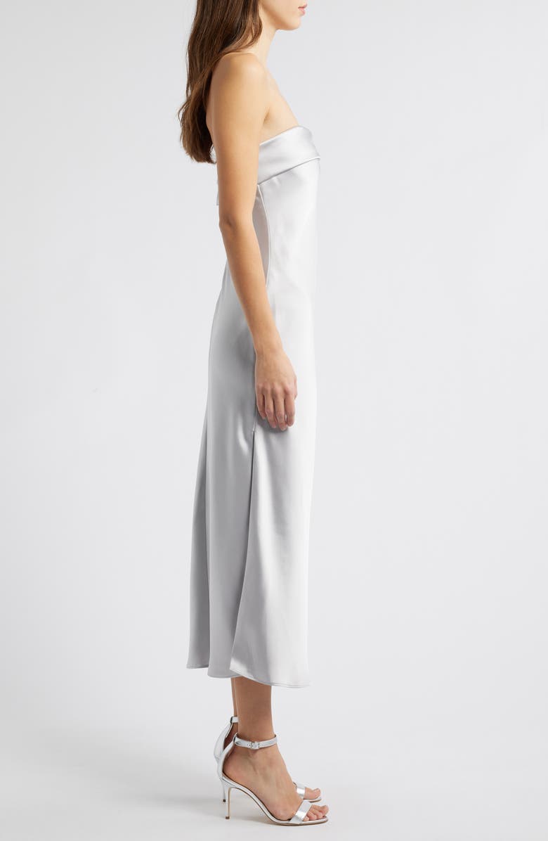 Amsale Faye Strapless Satin Cocktail Dress, Alternate, color, Platinum
