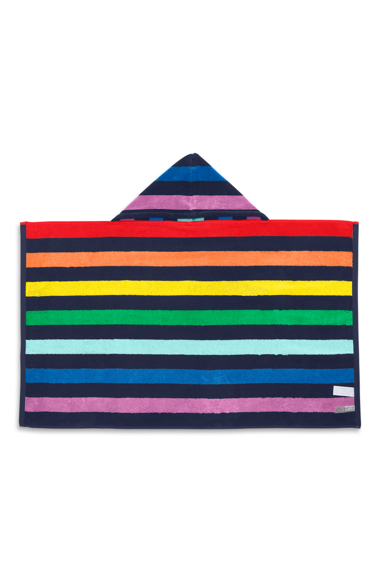 Primary Kids Stripe Hoodie Towel, Main, color, Navy Rainbow Stripe