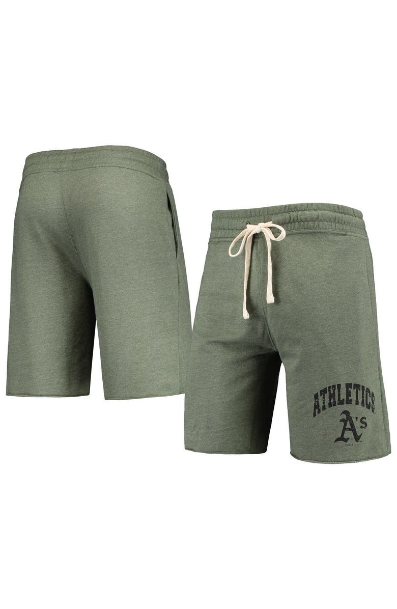 CONCEPTS SPORT Men's Concepts Sport Heathered Olive Oakland Athletics Mainstream Tri-Blend Shorts, Main, color,