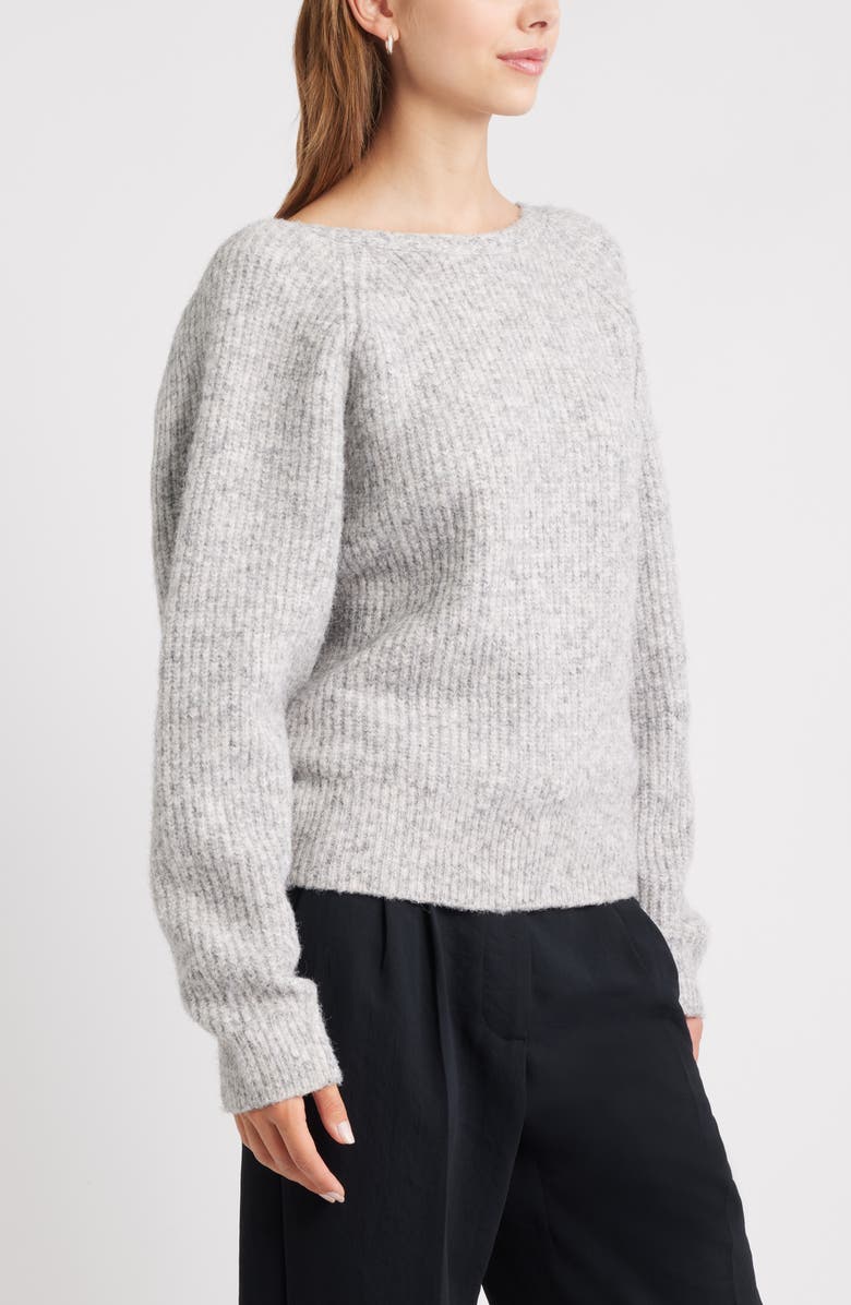 Open Edit Twist Reversible Sweater, Alternate, color, Grey Heather