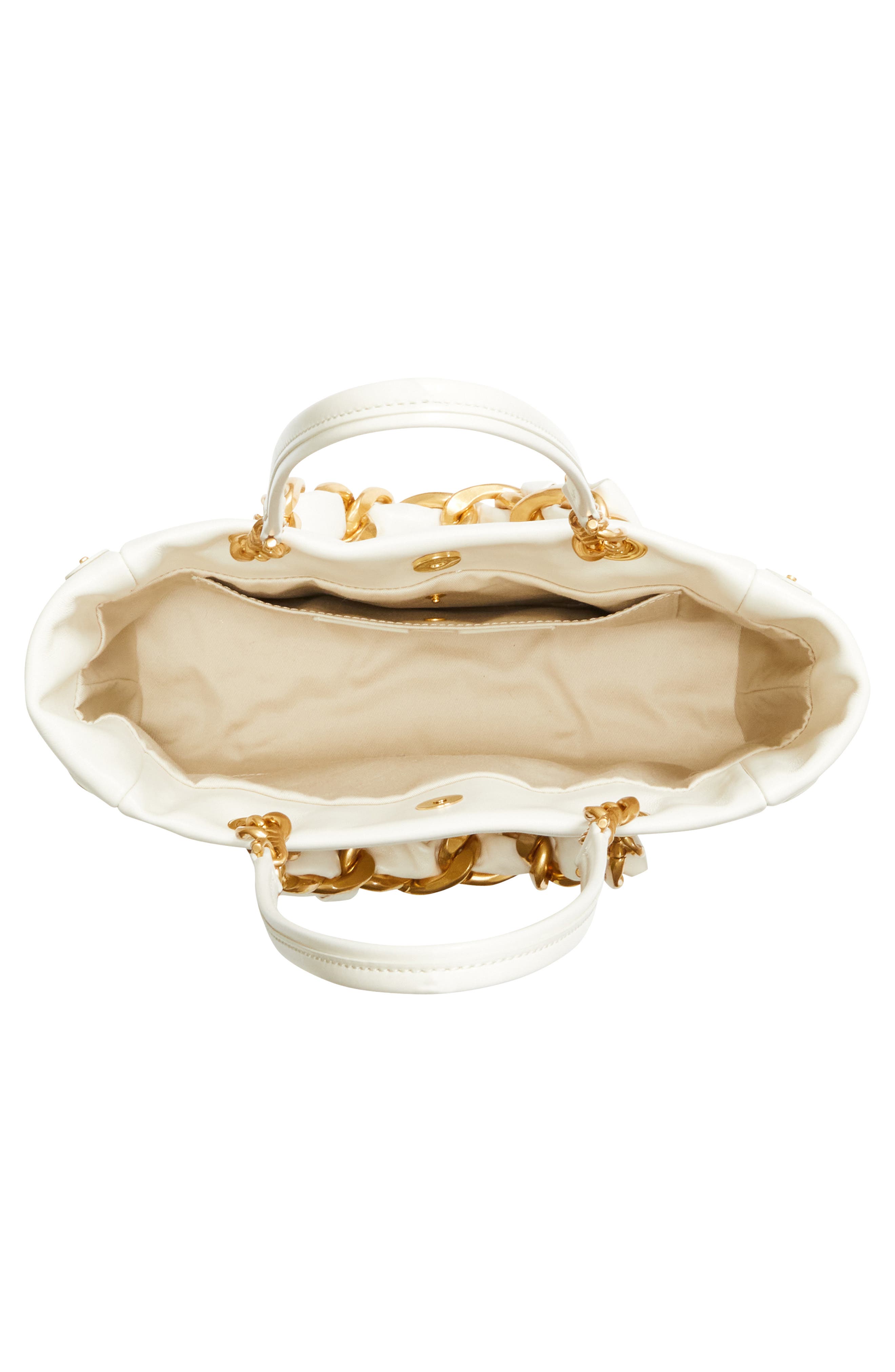 Balmain Small 1945 Soft Cabas Crinkled Leather Tote, Alternate, color, Cream